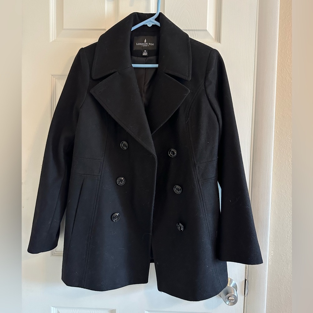 London Fog Black Women's Medium Pea Coat- Excellent Condition!